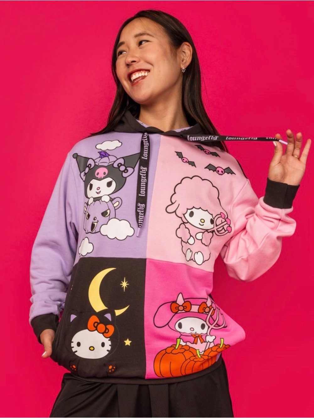 Sanrio | Loungefly Halloween Patchwork Hoodie - Pink & Lavender size Small